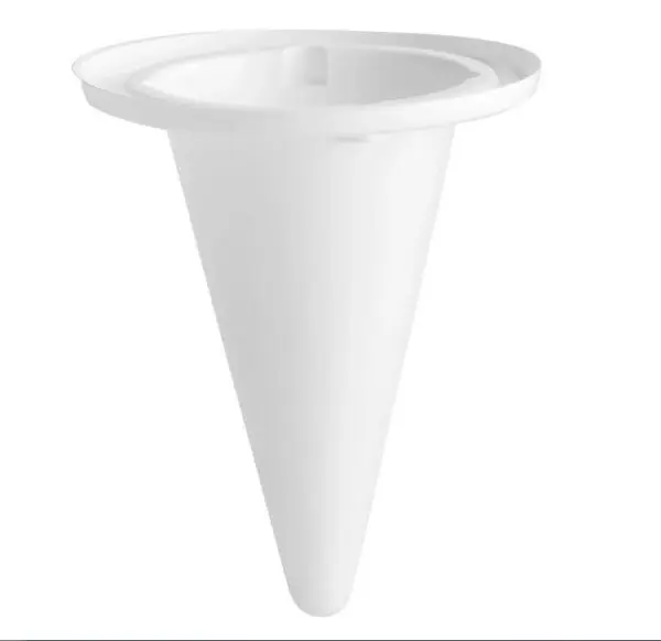 A white cone with a hole in the bottom.