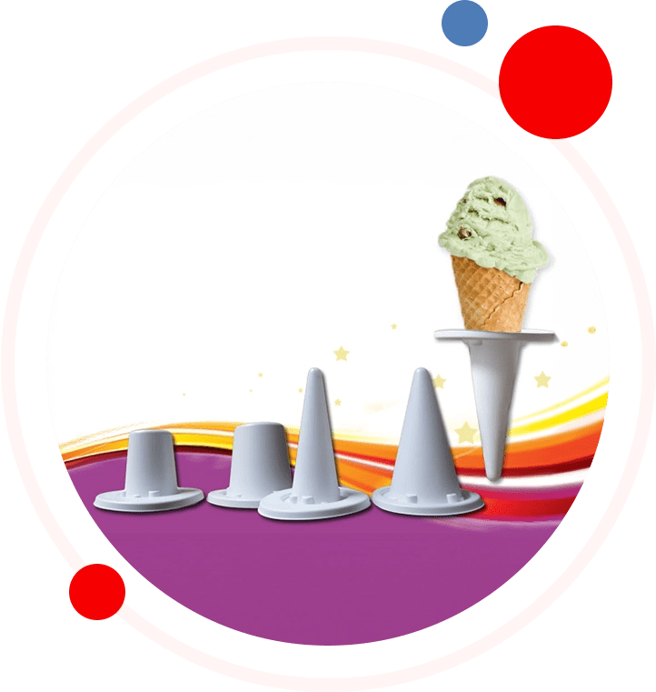 A picture of cones and an ice cream cone.